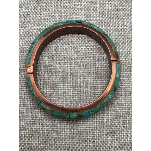 Jay King “Mine Finds” Turquoise & Copper Hinged Bangle Bracelet - Picture 4 of 9